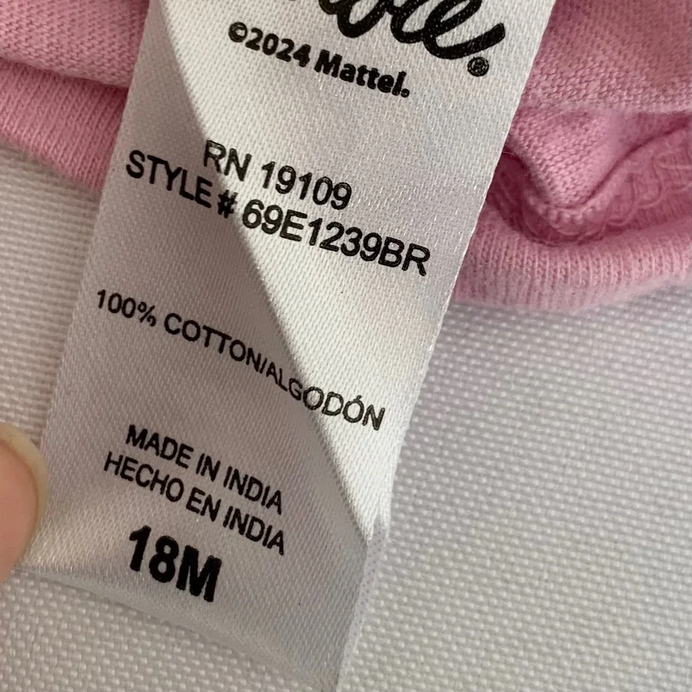 Barbie Shirt Girls 18M Pink Ruffle Sleeve Graphic Tee Roller Skate Mattel Preppy